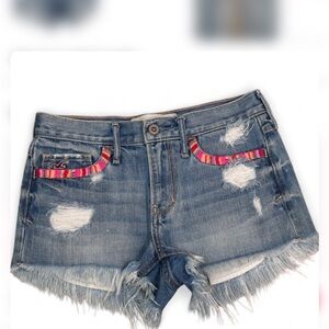 Hollister Blue Jean Shorts with Pink Accents